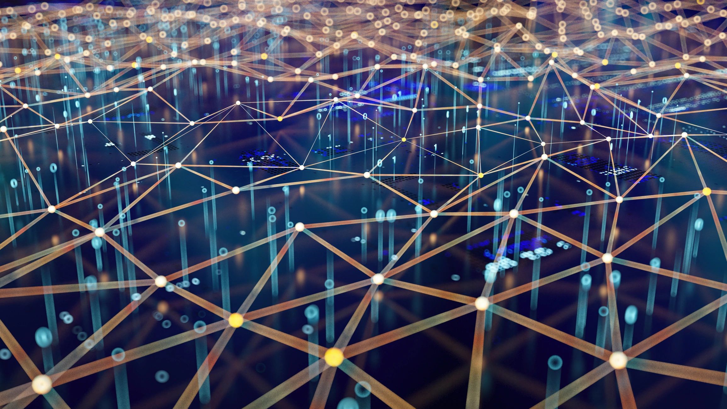 Abstract data connections and glowing points