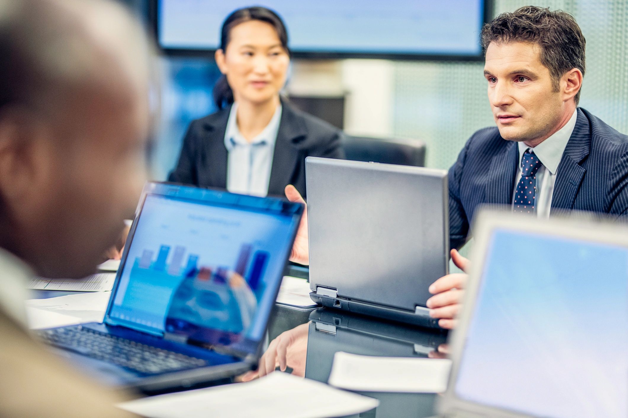 Professional discussion during a business meeting